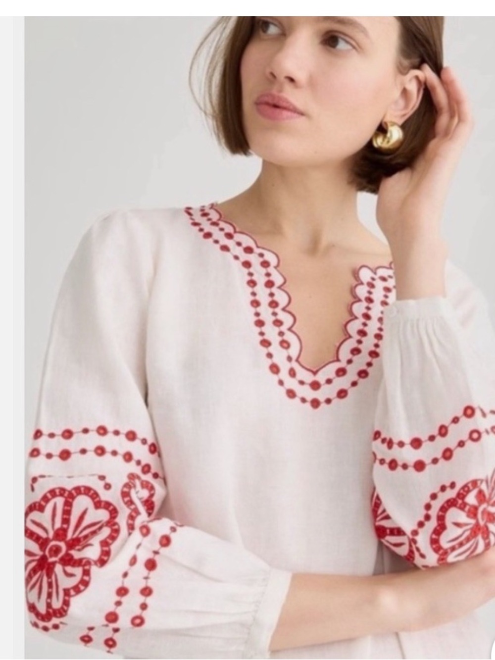 J. Crew Bungalow embroidered dress in linen size Small - Picture 4 of 11